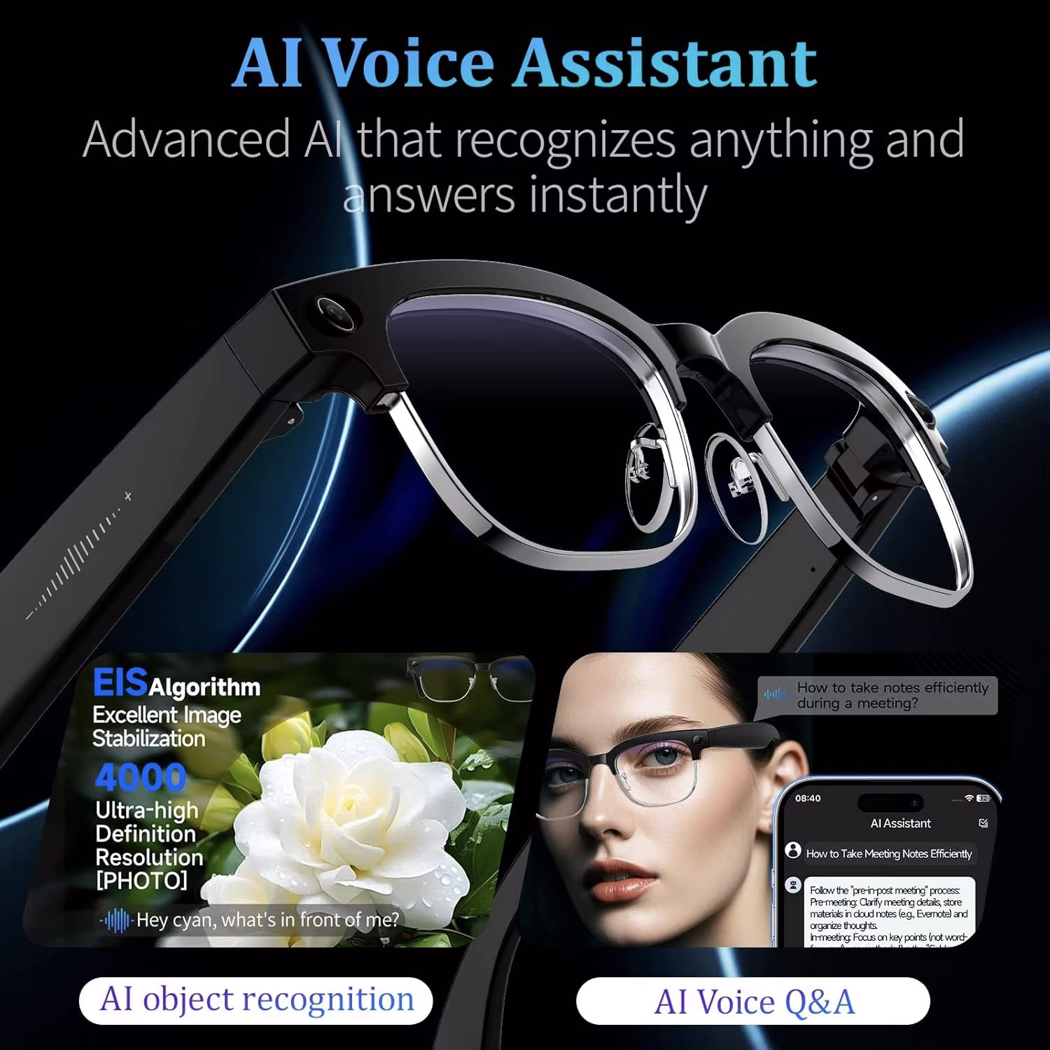 Очки с ИИ и камерой 4K HD, 800 – обзор и цена Smart Glasses Lens