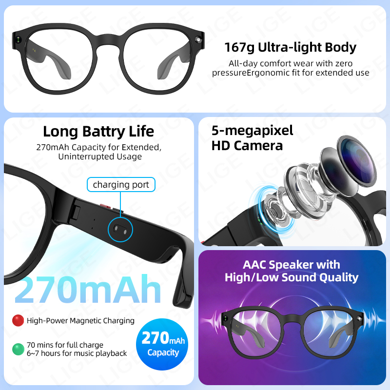 Умные очки LIGE с новой камеро – обзор и цена Smart Glasses Lens
